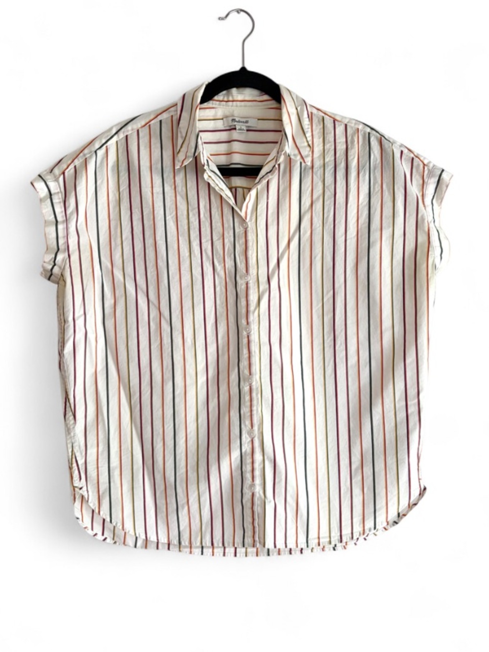 Madewell 100% Cotton Ivory Striped Oversize Button Down Shirt Size S